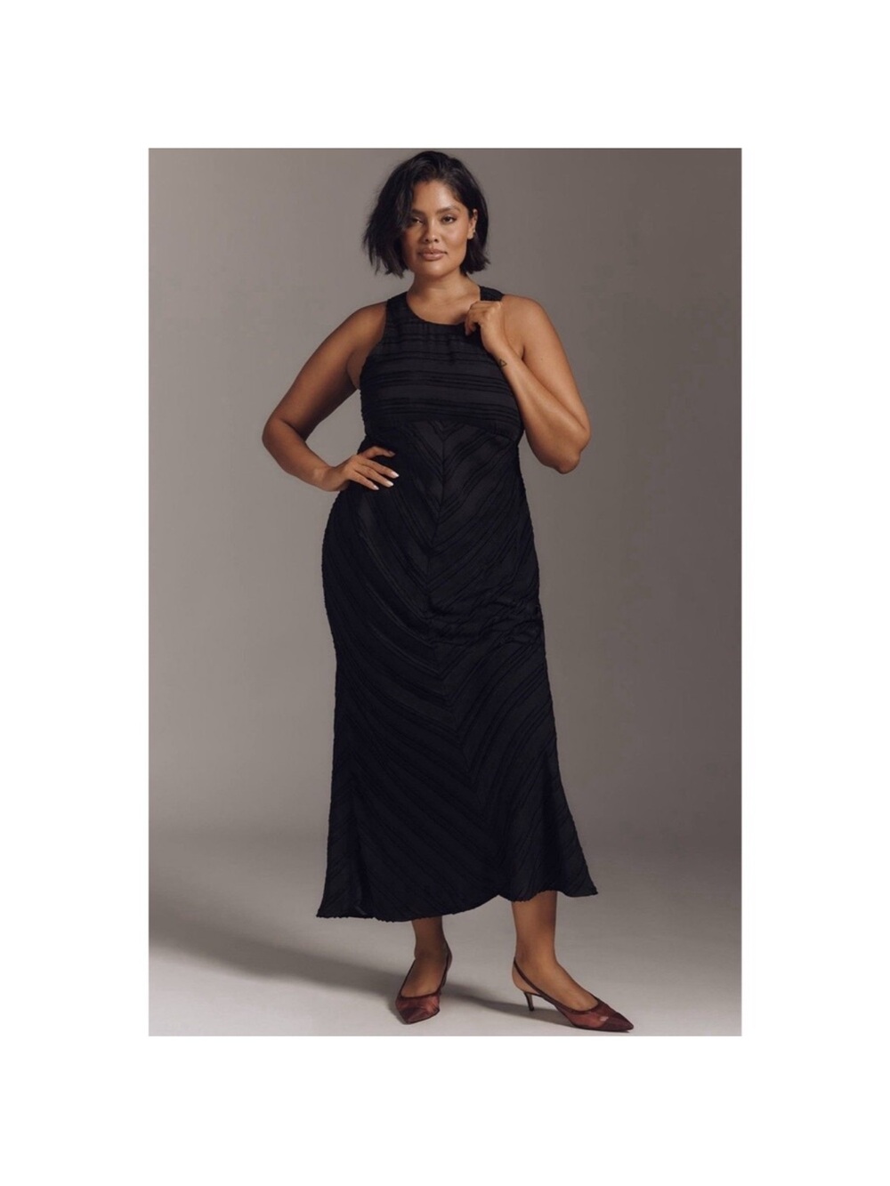 HTF- Anthropologie Maeve Women’s Sz 1X Sleeveless Textured Slip Midi Dress NWT